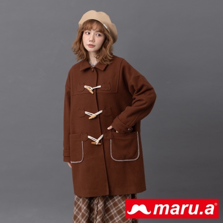 【maru.a】韓劇女主角☃️氣質牛角釦100%羊毛大衣(2色)-咖啡 23922311