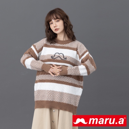 【maru.a】芝麻可可千層🍰編織紋路刺繡厚磅毛衣(3色)-咖啡 23944218