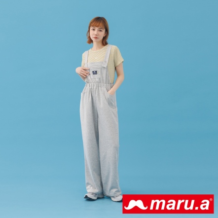 【maru.a】休閒歐膩感🍐簡約棉料縮腰吊帶長褲(3色)-深灰 23345221