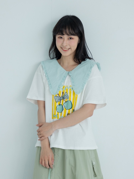 大翻領櫻桃上衣