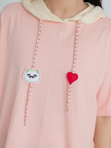 撞色編織連帽上衣