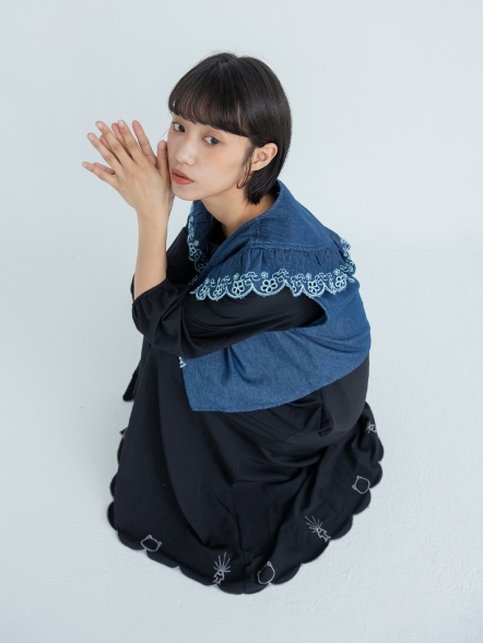 兩件式電繡細節長洋裝