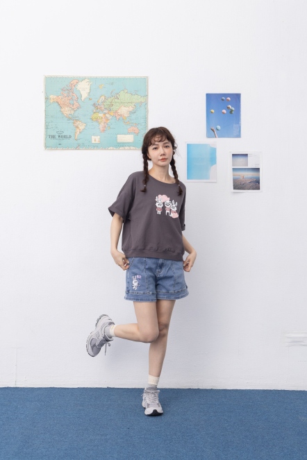 【maru.a】小水手們集合❗可愛手繪印花微縮口上衣(2色)-白色 24931202