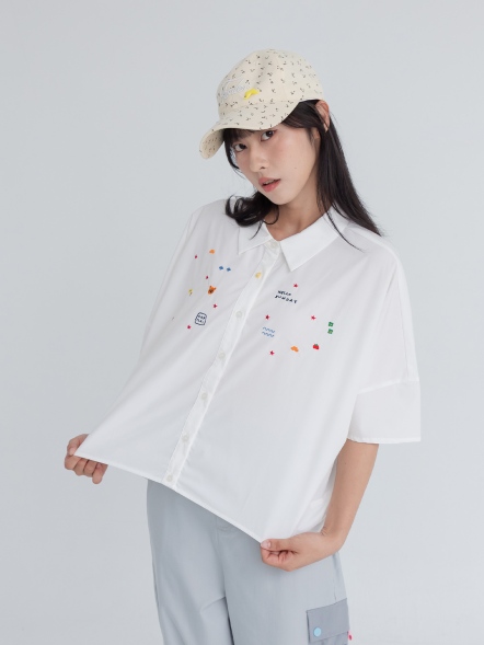 星貓刺繡襯衫