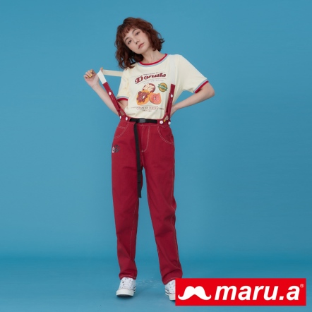 【maru.a】90年代酷酷小男孩⚽可拆造型吊帶褲(2色)-紅色 23315214
