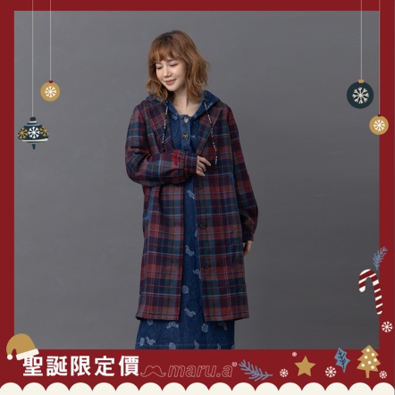 【maru.a】🎅聖誕限定🎅設計款英倫風格100%羊毛大衣(2色)-紅色 23912312