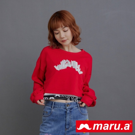 【maru.a】有點辣🌶假兩件造型織帶短版棉T(2色)-紅色 23911212