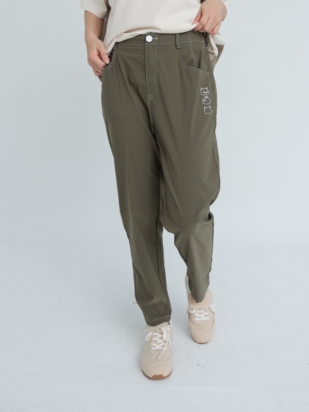 貓頭剪裁休閒長褲