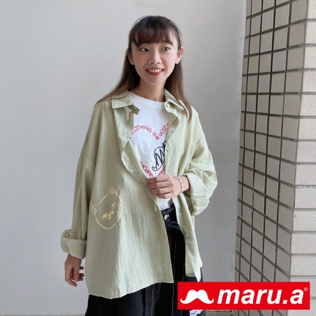 【maru.a】甜甜空氣感女孩🌸手繪風miru後排釦襯衫(3色)-淺綠 23943211