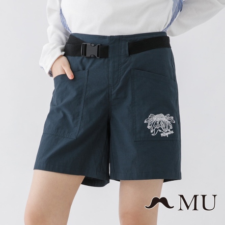 【MU】口袋刺繡顯瘦短褲(2色)21315162
