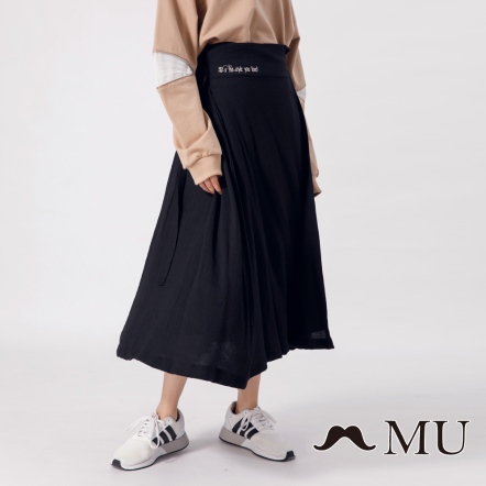 【MU】優雅刺繡傘擺一片裙(2色)20916262