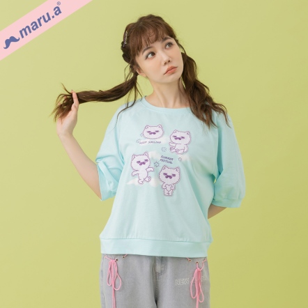 【maru.a】🎇夏日祭典🎇煙火miru拼接貼布繡上衣(2色)-淺藍25311236