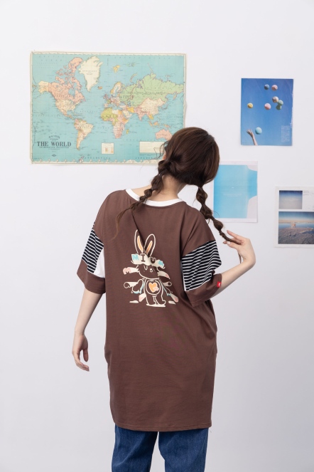 可愛兔子膠印長版上衣