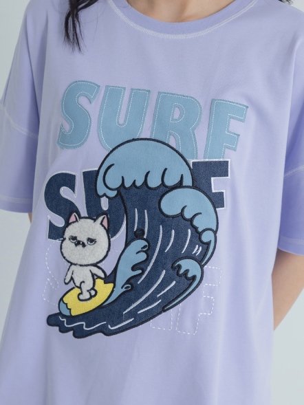帥氣衝浪貓短T