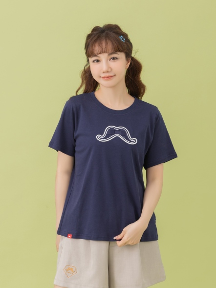 【maru.a】鬍子控必收👀胸前鬍子刺繡上衣💗(2色)-丈青25321243