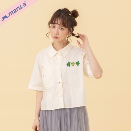 【maru.a】多肉好朋友🌵氣質打摺小花短版襯衫(2色)-淺黃 24323112