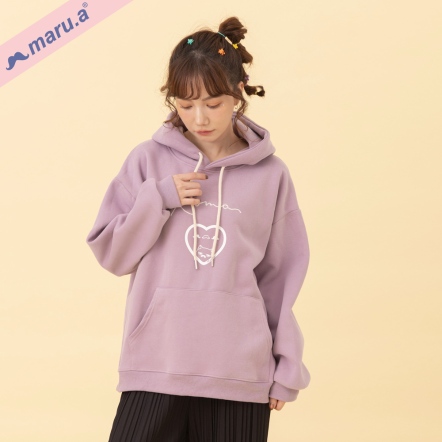 【maru.a】青春校園氣息🌱撞色印花刷毛帽T(3色)-淺紫 24341213