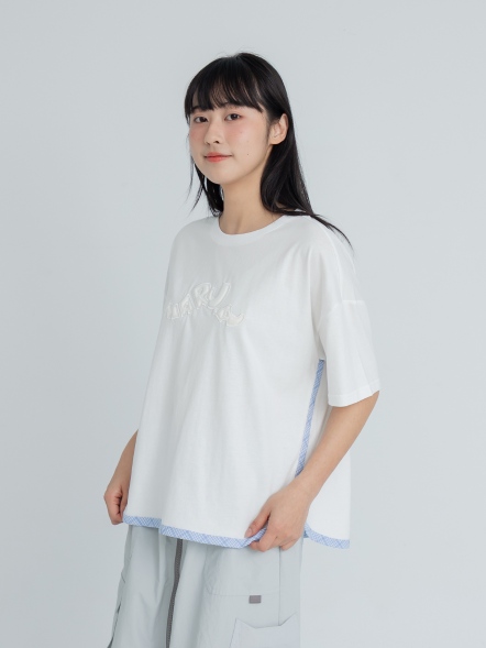 maru.a 格紋拼接開岔上衣