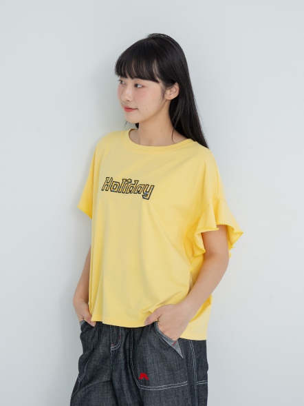 Holiday電繡荷葉袖上衣