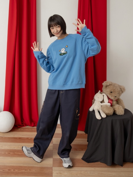 貓頭滑板印花上衣