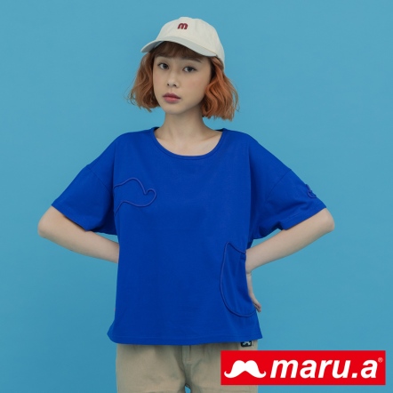 【maru.a】飽和糖果色系🥤MIRU包邊造型線條上衣(2色)-深藍 23311227