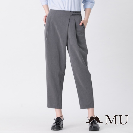 【MU】褲頭刺繡氣質OL長褲(2色)20315268