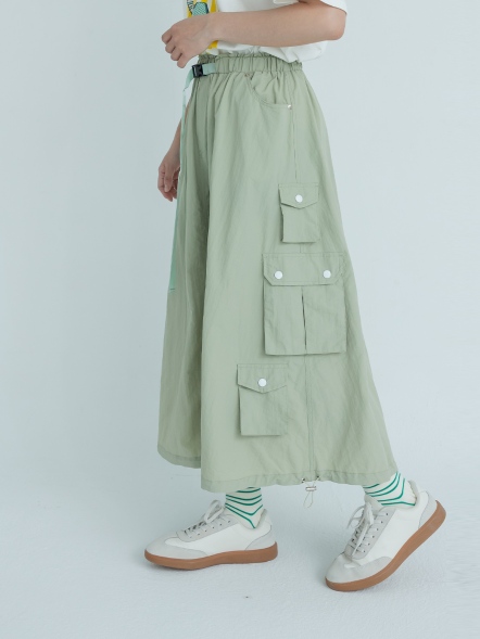 涼感工裝束口長裙