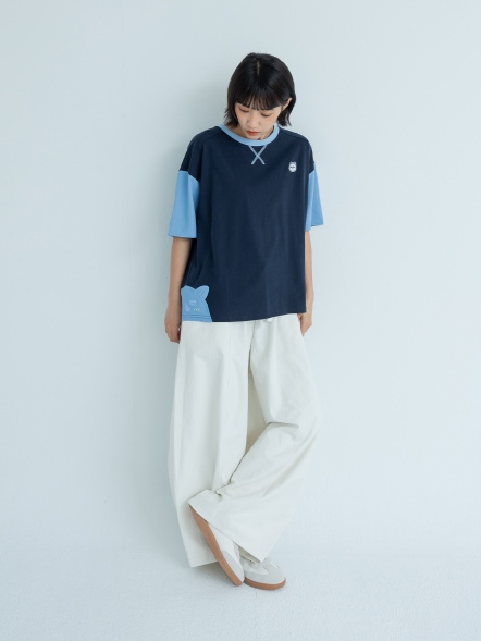 撞色拼接立體貓首上衣