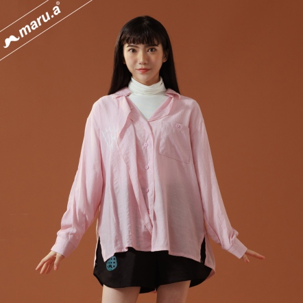 【maru.a】草莓奶油吐司🍞輕盈飄飄感造型波浪領前短後長襯衫(2色)-淺粉 22943213