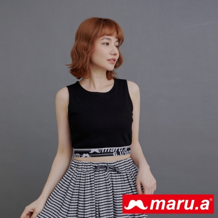 【maru.a】黑白時髦小辣椒🌶造型織帶無袖短版背心(2色)-黑色 23911223
