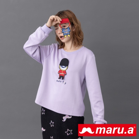 【maru.a】『miru變裝系列』英國風角色🎩魔鬼氈簡單設計感太空棉衛衣(2色)-淺紫 23921226