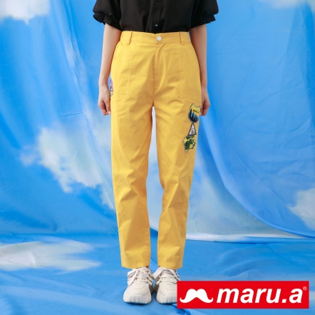 【maru.a】露營感刺繡直腿休閒長褲(2色)21325217