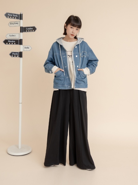 假兩件式連帽丹寧外套