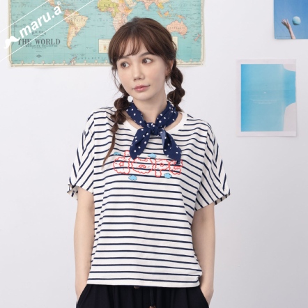 【maru.a】我需要這酷東西💖字母立體印花點點領巾兩件式上衣(3色)-白色 24911220