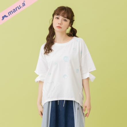 【maru.a】啵啵夏日💦手繪泡泡印花挖肩造型上衣(2色)-白色25321238