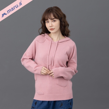 【maru.a】滿版貓咪立體提花包芯紗連帽上衣🐈(3色)-淺粉 23914215