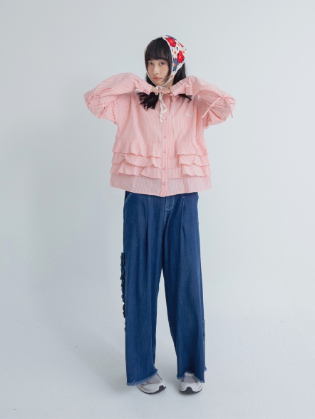 荷葉直條紋襯衫