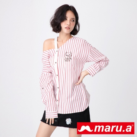 【maru.a】胸前立體maru.a印花設計感長袖襯衫(2色)20913213