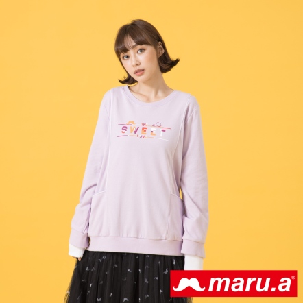 【maru.a】彩色印花設計感剪裁長袖上衣(2色)21921214