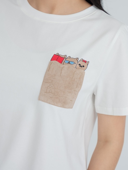 沙灘故事異材質拼接上衣