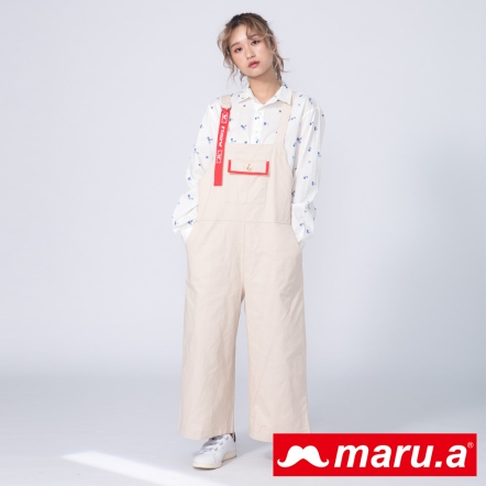 【maru.a】撞色織帶裝飾率性吊帶褲(2色)9915211