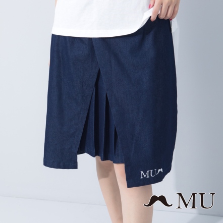 【MU】簡約MU logo刺繡設計感短裙(2色)9926261