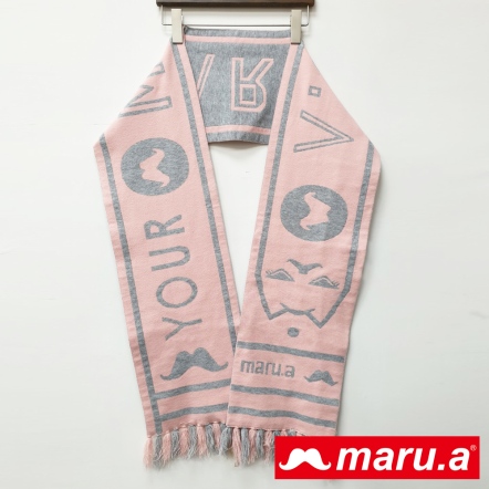 【maru.a】暖呼呼雙色Miru圍巾(2色)-淺粉 20909611
