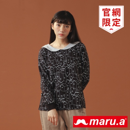 【maru.a】官網限定❗miru的奇幻異想世界💭娃娃水手領設計款棉質上衣(2色)-黑色 22981213