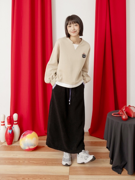 圓領假兩件貓頭上衣