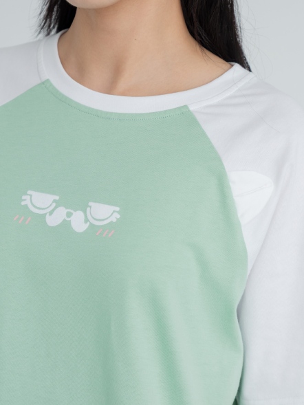 立體貓耳撞色上衣