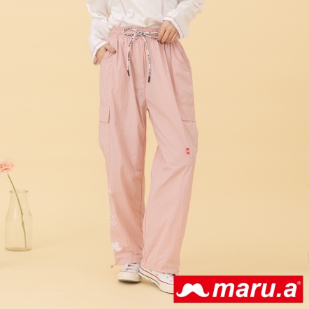 【maru.a】酷甜style⚡獨家織帶帥氣抽繩工裝長褲(2色)-淺粉 24325213