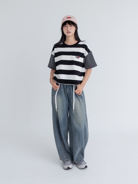 條紋愛心口袋上衣