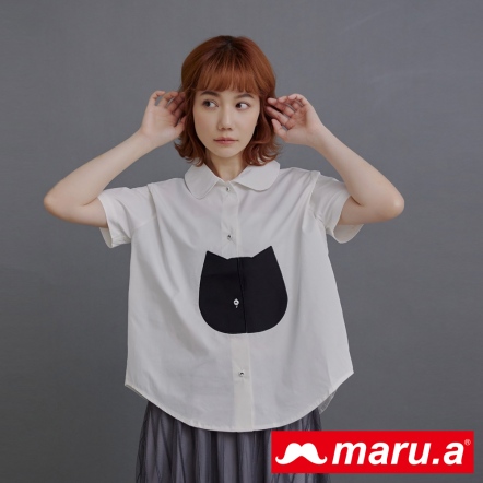 【maru.a】神秘miru優雅配色公主小圓領造型襯衫🩰(2色)-白色 23933111