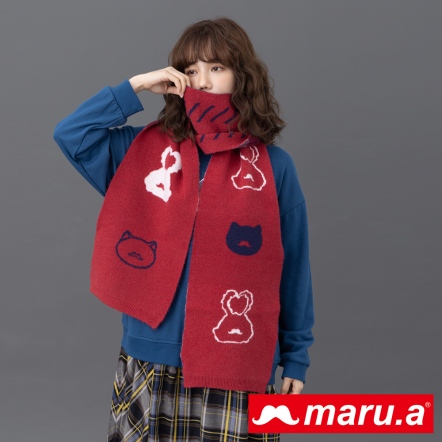 【maru.a】聖誕必備🎄miruXmitu圍巾(3色)-紅色 23909611